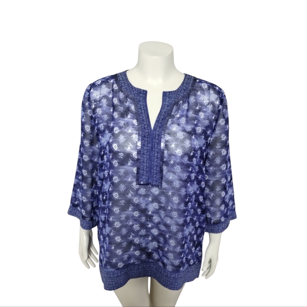 Chico's Flowy Sheer‎ Beachy Sequin Womens Size Large Bohemian Resortwear Tunic